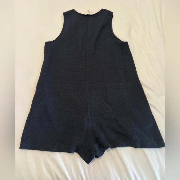 Pomander Place Tuckernuck Navy Textured Myla Sleeveless Shorts Romper XXL